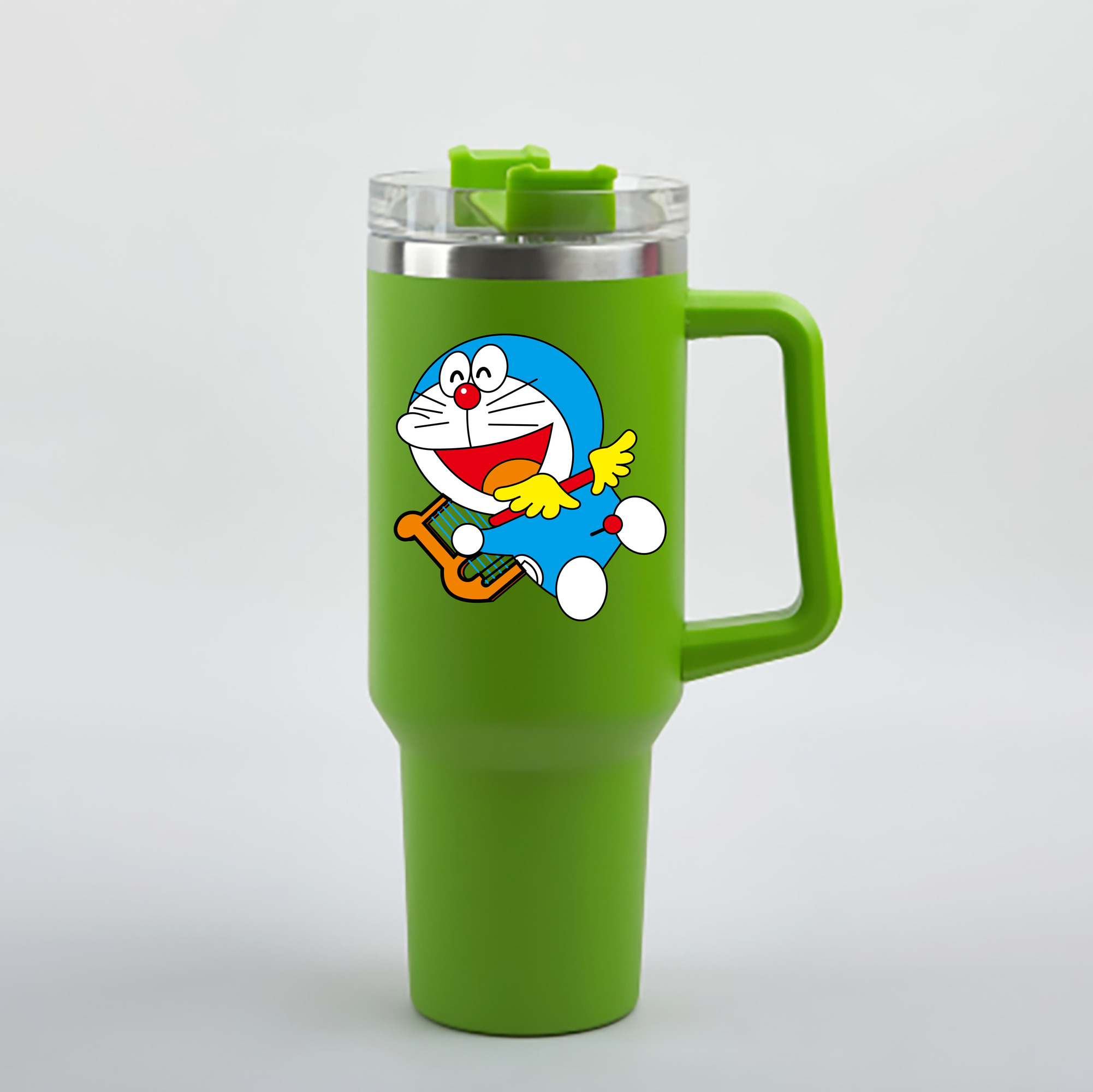 （画像用） ドラえもん Doraemon 1200mL車用タンブラー - クリスタルステッカー（プラスチックストロー付き）
